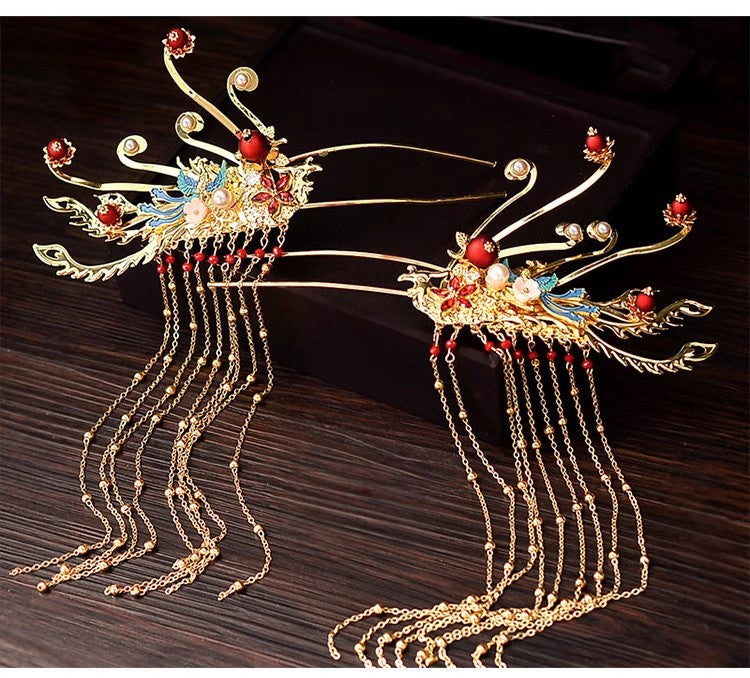 Xiuhe Clothing Phoenix Crown Xiapai Bride Dragon Phoenix Gown Headwear