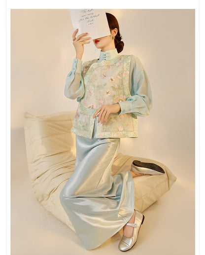 Embroidered Mulberry Silk Vest – New Chinese Style Women's Top