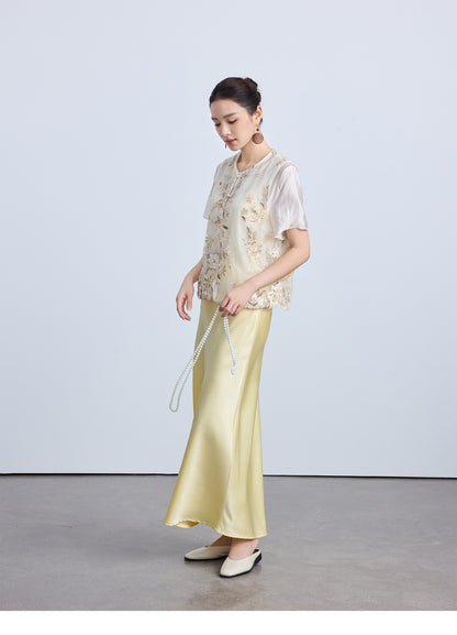 High-End Thin Organza National Style Tank Top