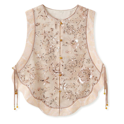 National Style2025Summer New Beaded Embroidery New Chinese Style Sequin Mermaid Skirt Vest Pants Set