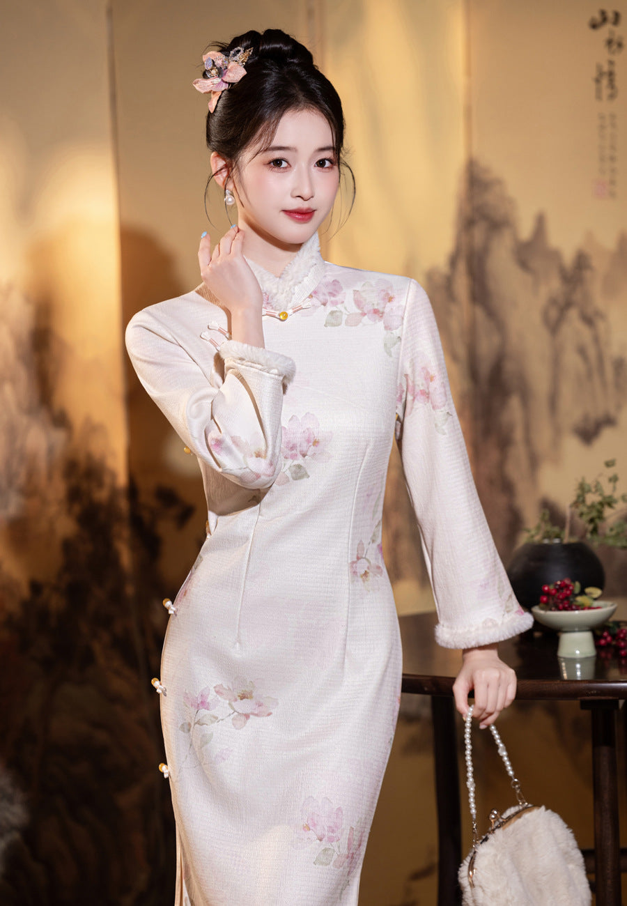 High-End Chinese Qipao – Gorgeous Winter Dress for Women