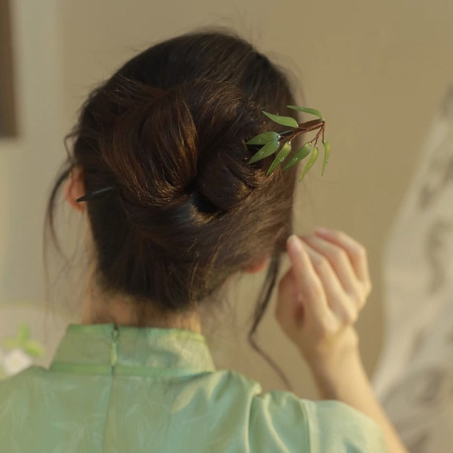 Bamboo Leaf Hairpin | New Chinese Style Tassel Hair Accessory for Women