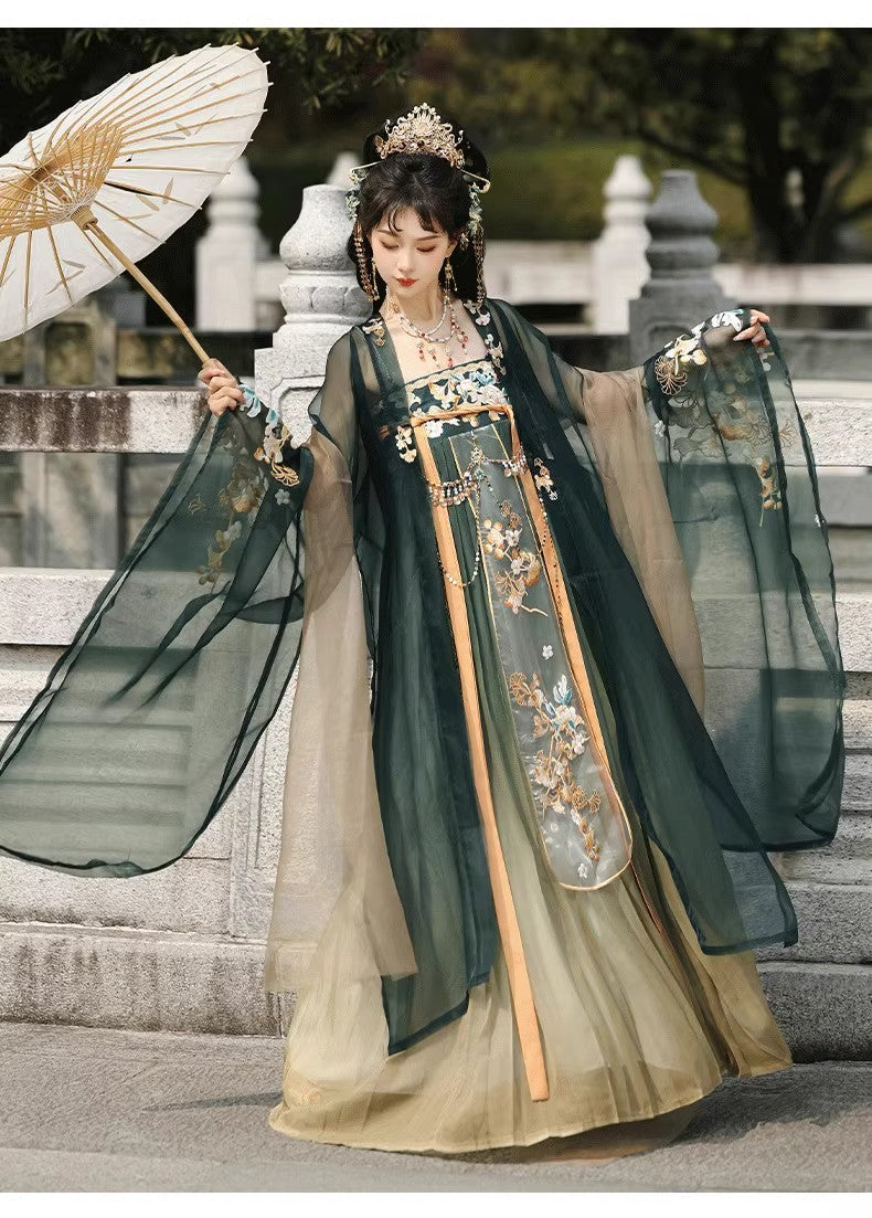 Oriental Ancient Hanfu — Chest-High Ru Skirt & Heavy Embroidery Outfit
