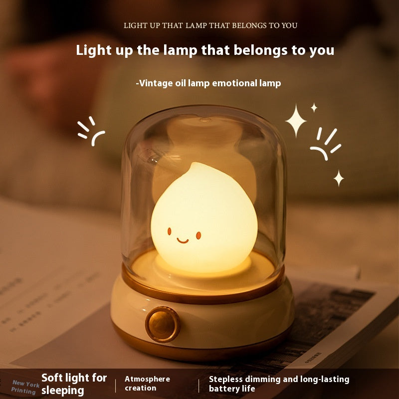 USB Rechargeable Night Light Vintage Oil Lamp Soft Light for Bedroom
