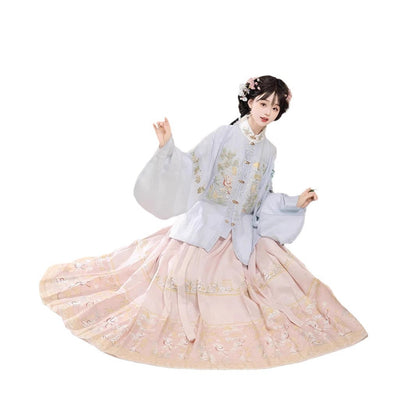 Trees of Sea 2025 New Ming Hanfu Set Stand Collar Embroidered Horse Face Skirt