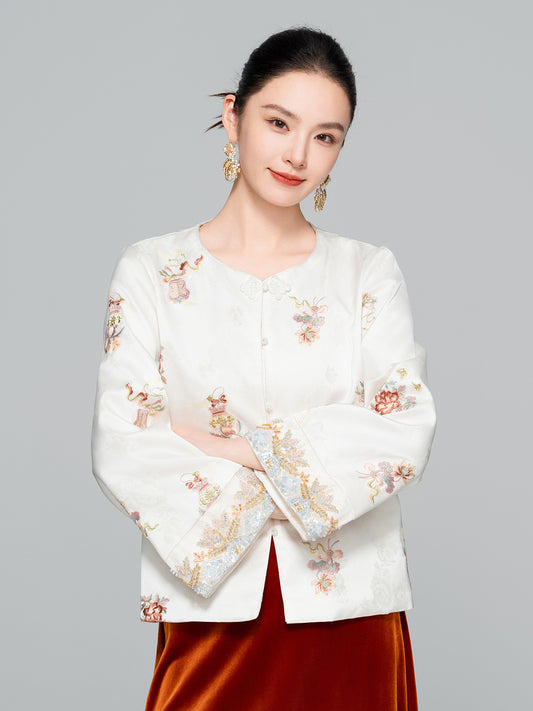 Elegant Embroidered Sequin Beaded Jacket for Women