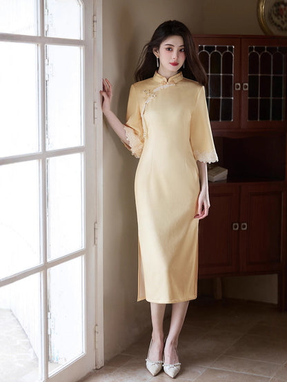 Purple Cheongsam 2025 – Elegant Young Chinese Style Autumn Dress