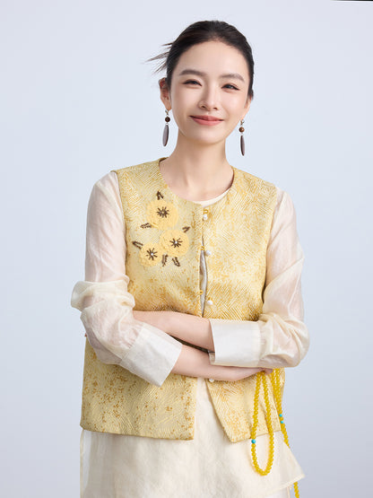 Elegant Chinese Style Sequin Embroidered Top