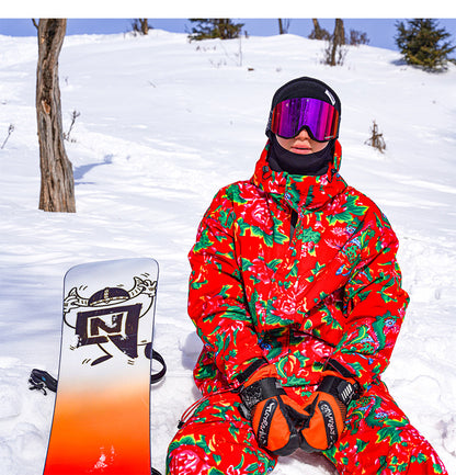 Northeast Large Floral Cotton Jacket Fleece Lined Warm Winter Coat