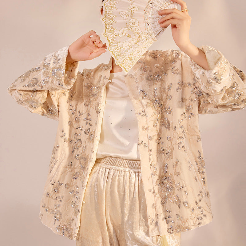 2026 Spring New Chinese Beaded Rayon Elegant Youthful Jacket