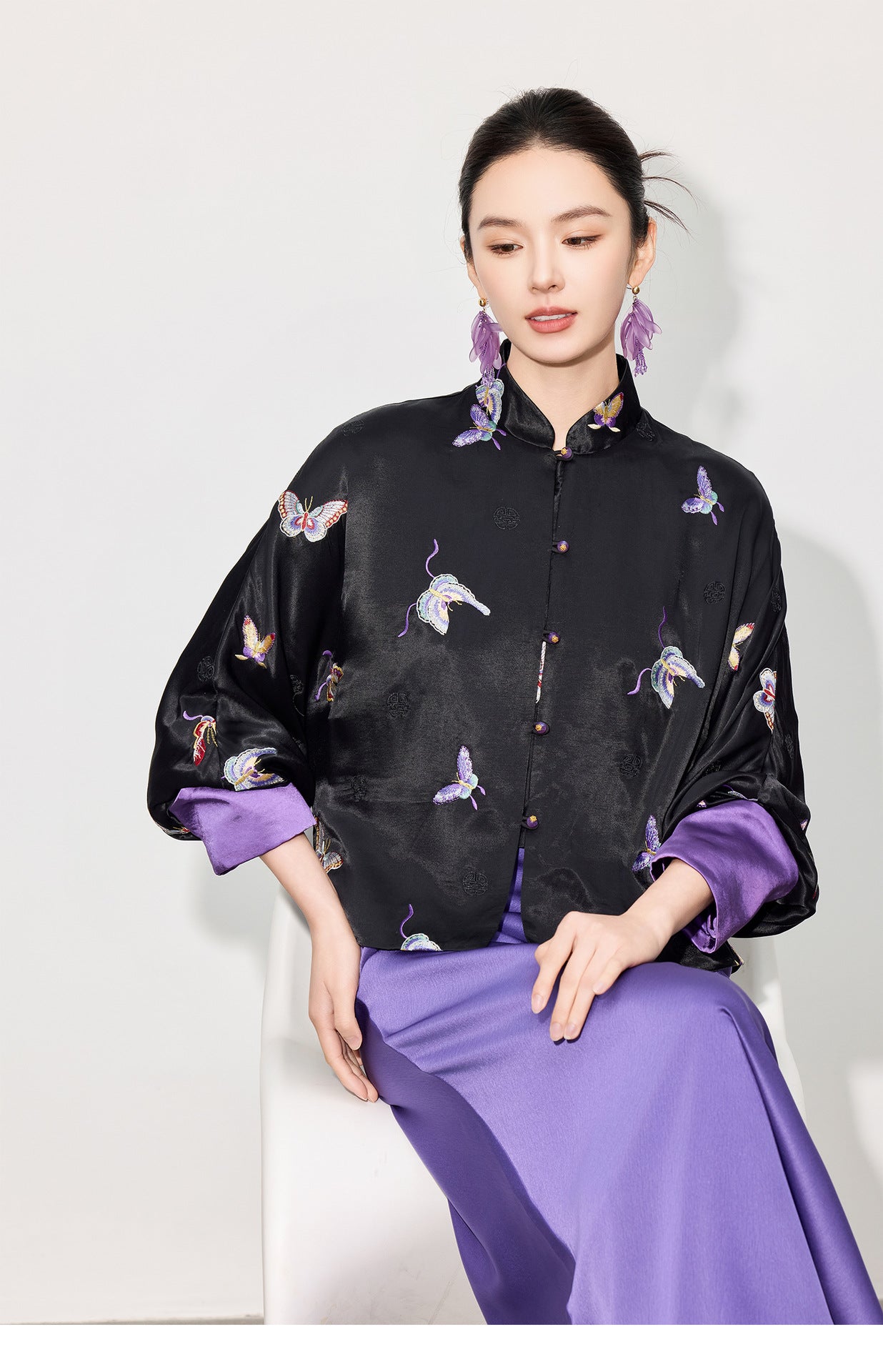 High-End Elegant Loose Fit Embroidered Blouse for Women