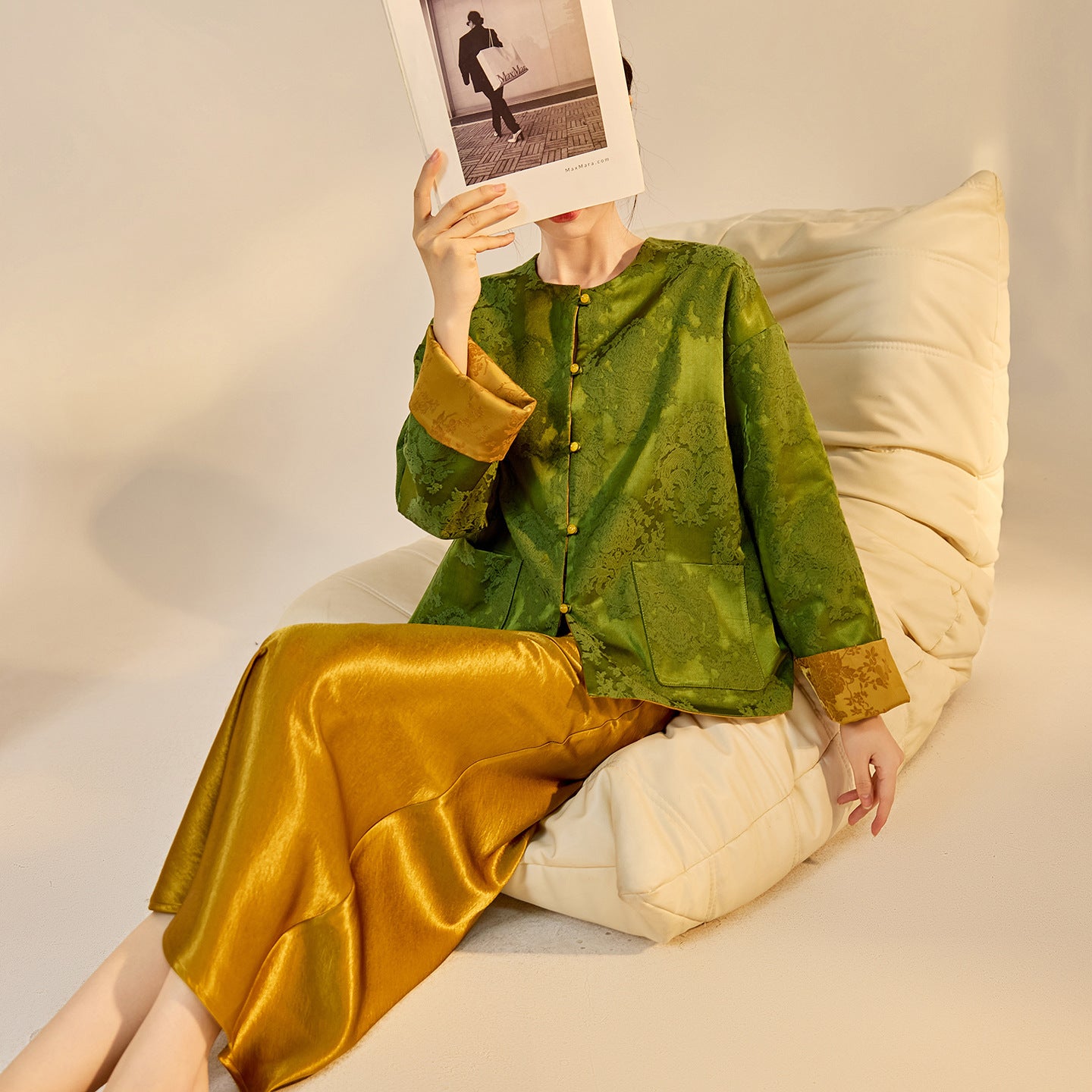 New Chinese Style Reversible Jacquard Elegant Top