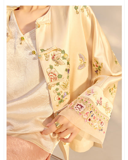 2026 Autumn New Chinese Style Printed Embroidered Acetate Coat for Women