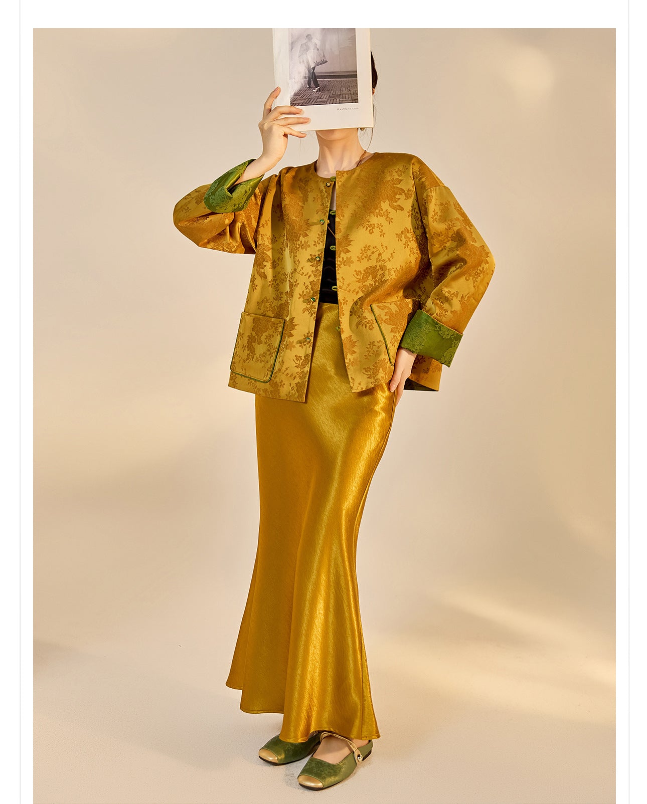 New Chinese Style Reversible Jacquard Elegant Top