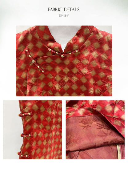 High-End Women's Plaid Silk Vest