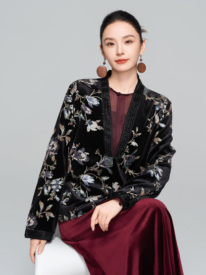 Elegant Loose Retro Sequin Jacket for Women