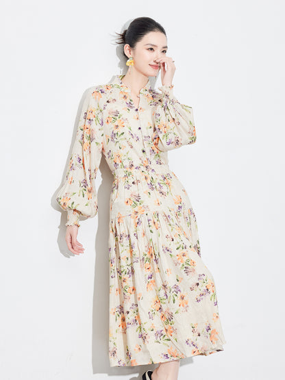 National Style Linen Floral Shirt & Skirt Two-Piece Set