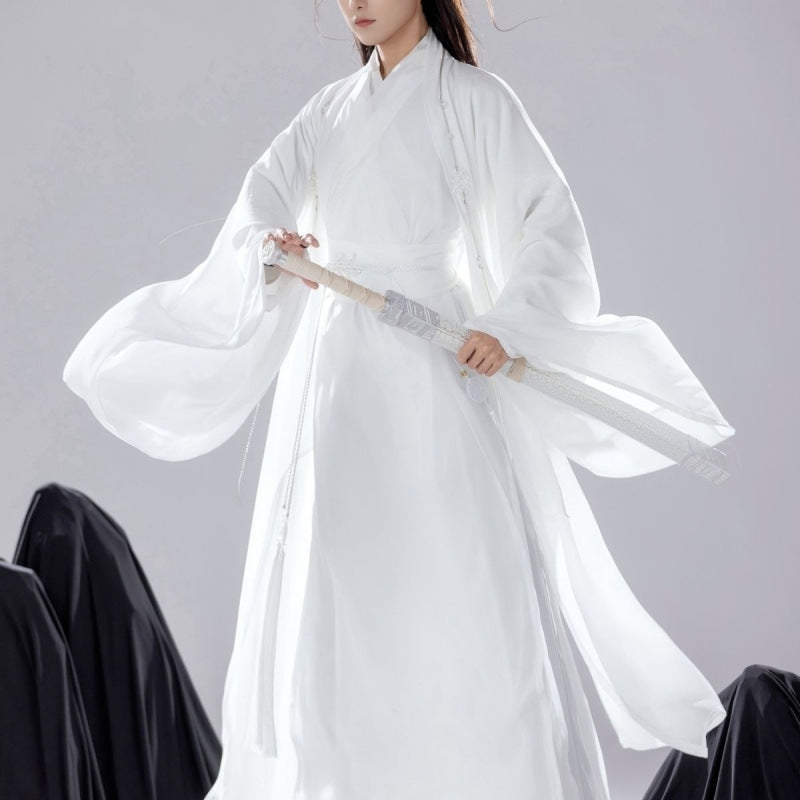 Elegant Gentleman Hanfu Mens Fairy Style Ancient Costume Large Sleeve Shirt