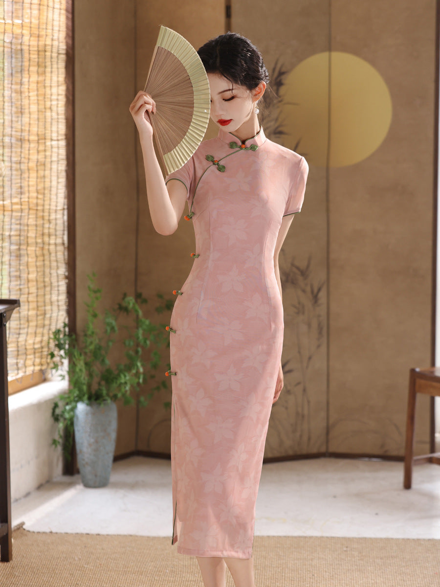 Elegant Pink Cheongsam – Youth Summer 2025 Dress