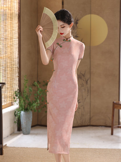Elegant Pink Cheongsam – Youth Summer 2025 Dress