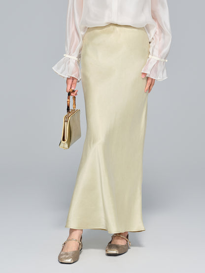 Autumn High-Waist Cupro Silk Skirt for Women