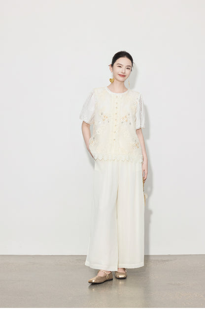 Elegant High-Waist Wide-Leg Summer Pants