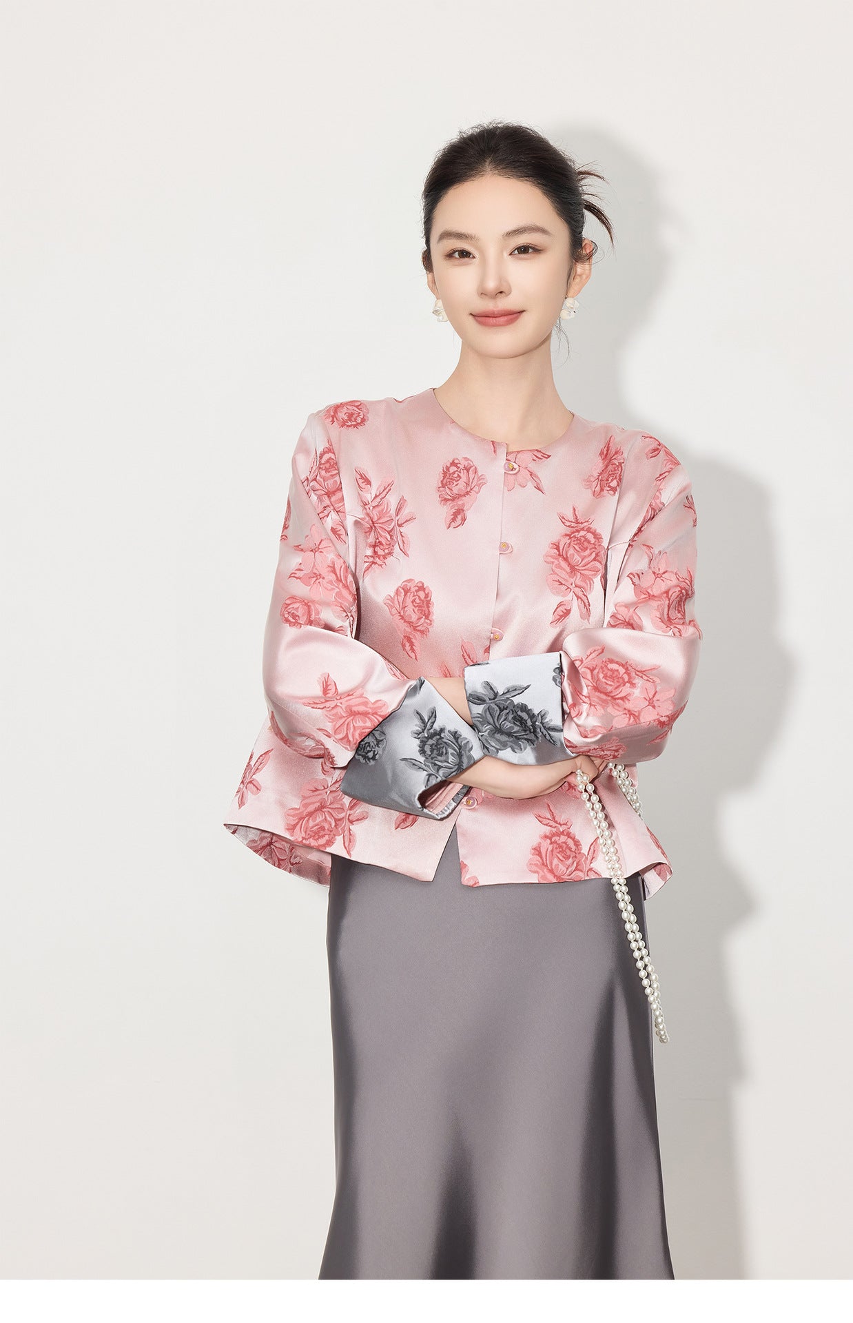 2026 Spring Summer Satin Jacquard Elegant Jacket for Women