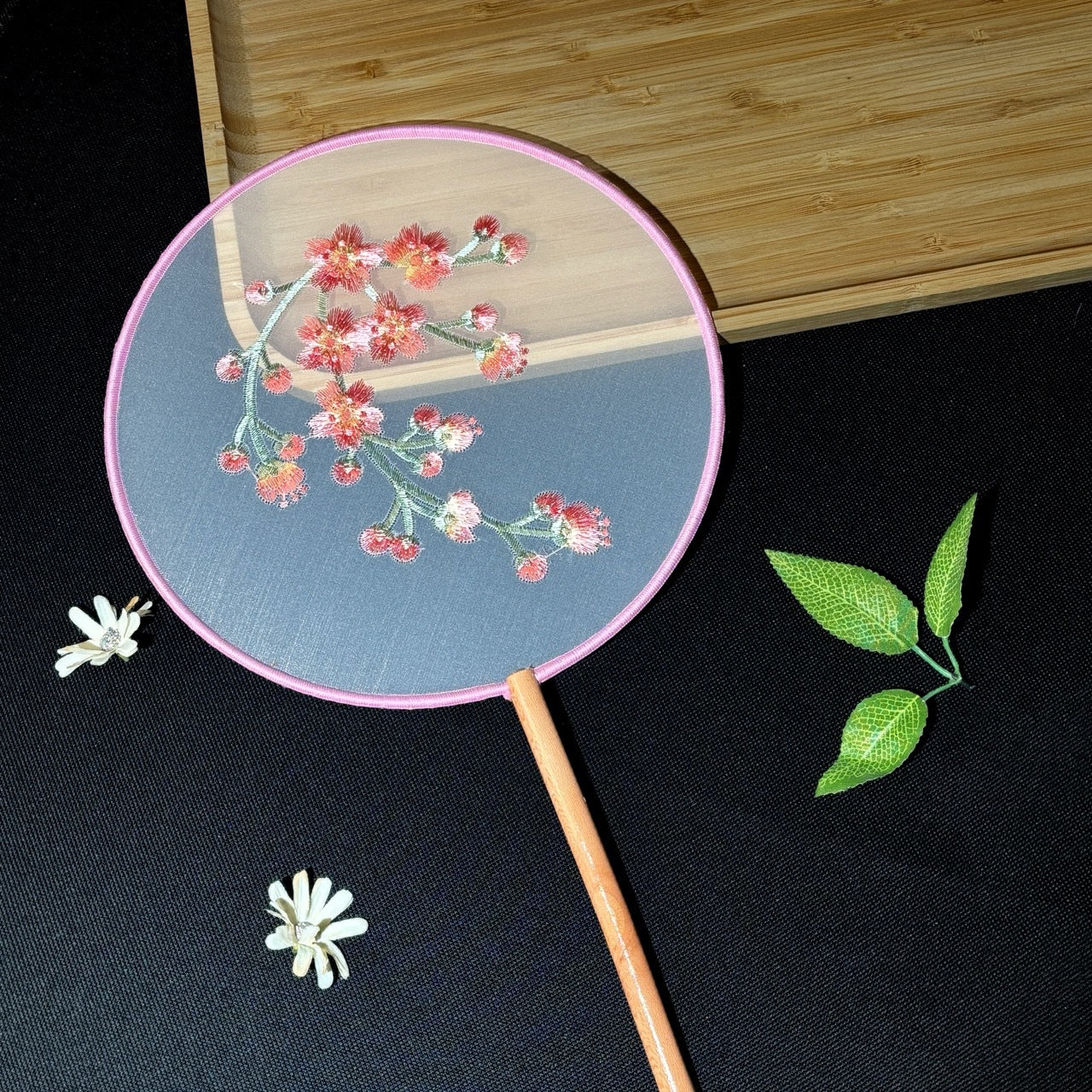 Handmade Chinese Round Fan — Summer Hanfu Cheongsam Embroidered Fan