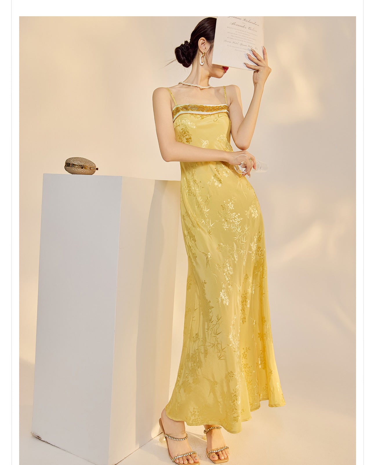 Elegant New Chinese Embroidered Jacquard Cardigan & Strap Dress Set