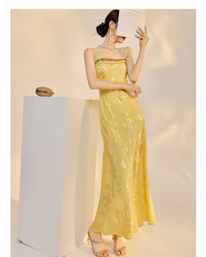 Elegant New Chinese Embroidered Jacquard Cardigan & Strap Dress Set