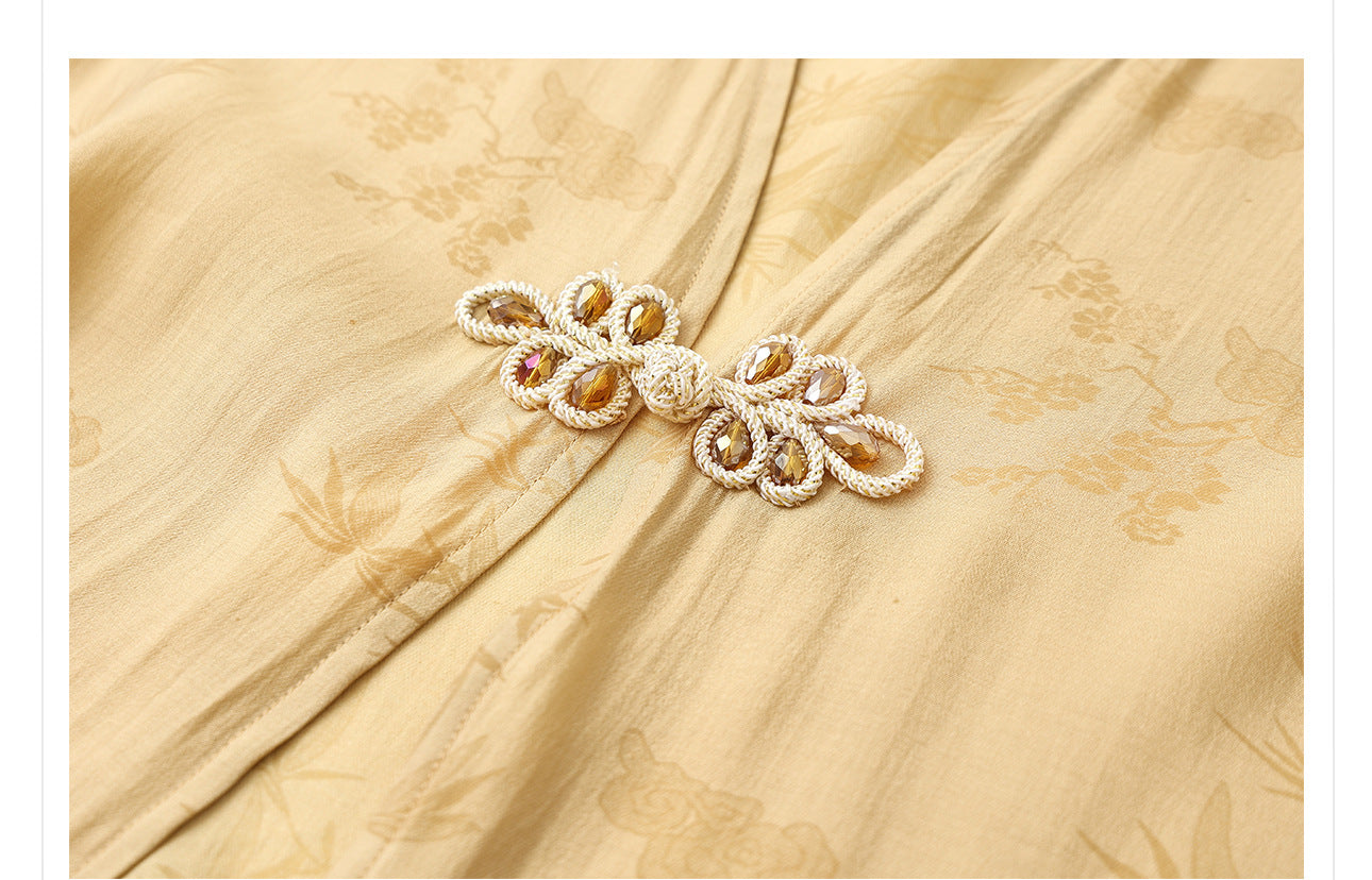 Elegant New Chinese Style High-End Women's Long Sleeve Loose Coat