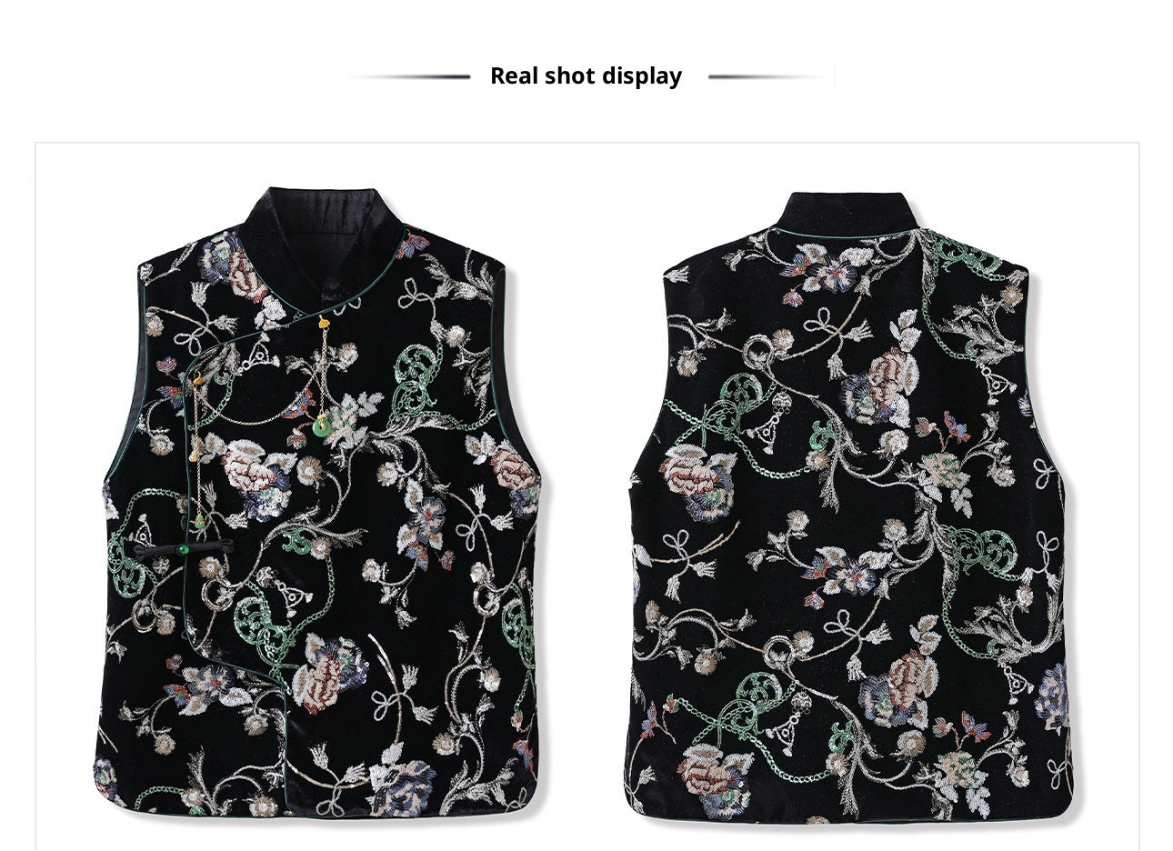 Elegant Velvet Floral Sequin Vest – High-End Women's Fashion