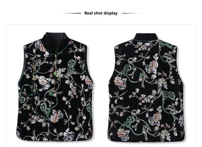 Elegant Velvet Floral Sequin Vest – High-End Women's Fashion