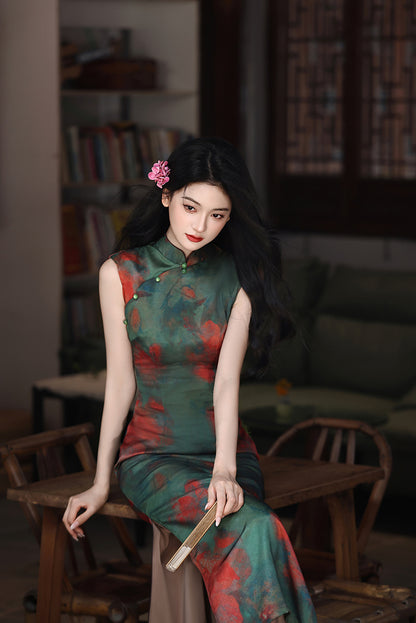 Tipsy Rose Sleeveless Cheongsam – Elegant Youth Slim Dress