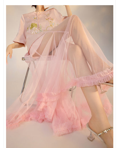 Summer New Chinese Style Embroidered Printed Top and Skirt Set