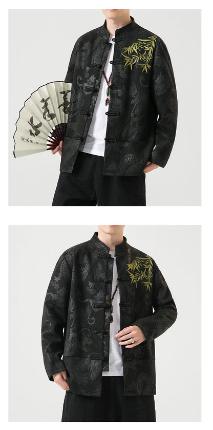 Mens Chinese Tang Suit Retro Hanfu Loose Plus Size Velvet Coat