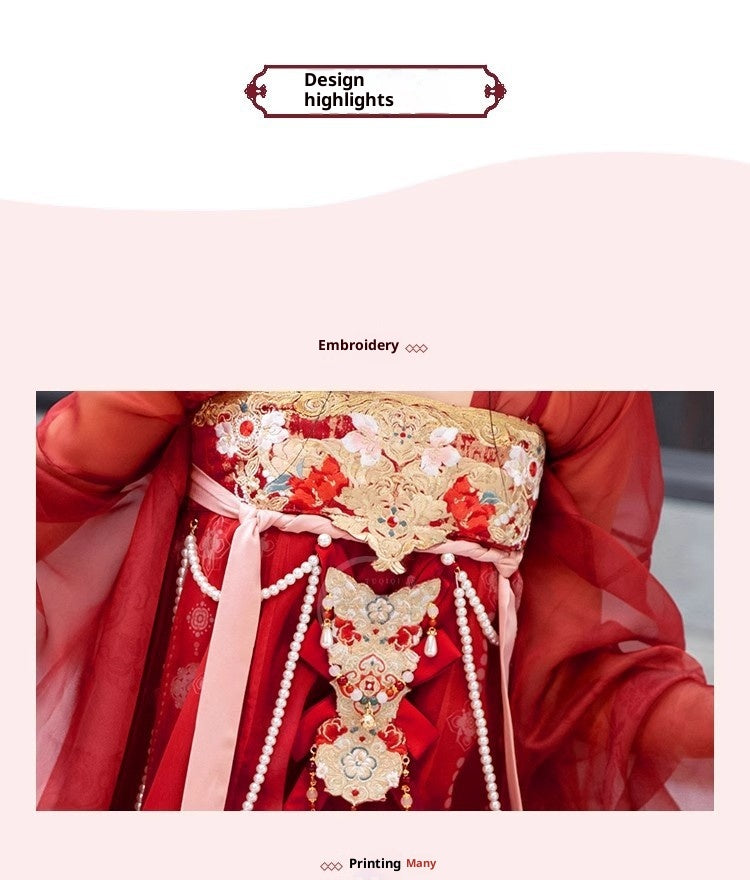 Women's Tang Dynasty Hanfu Winter Embroidered Shirt & Cloak Set