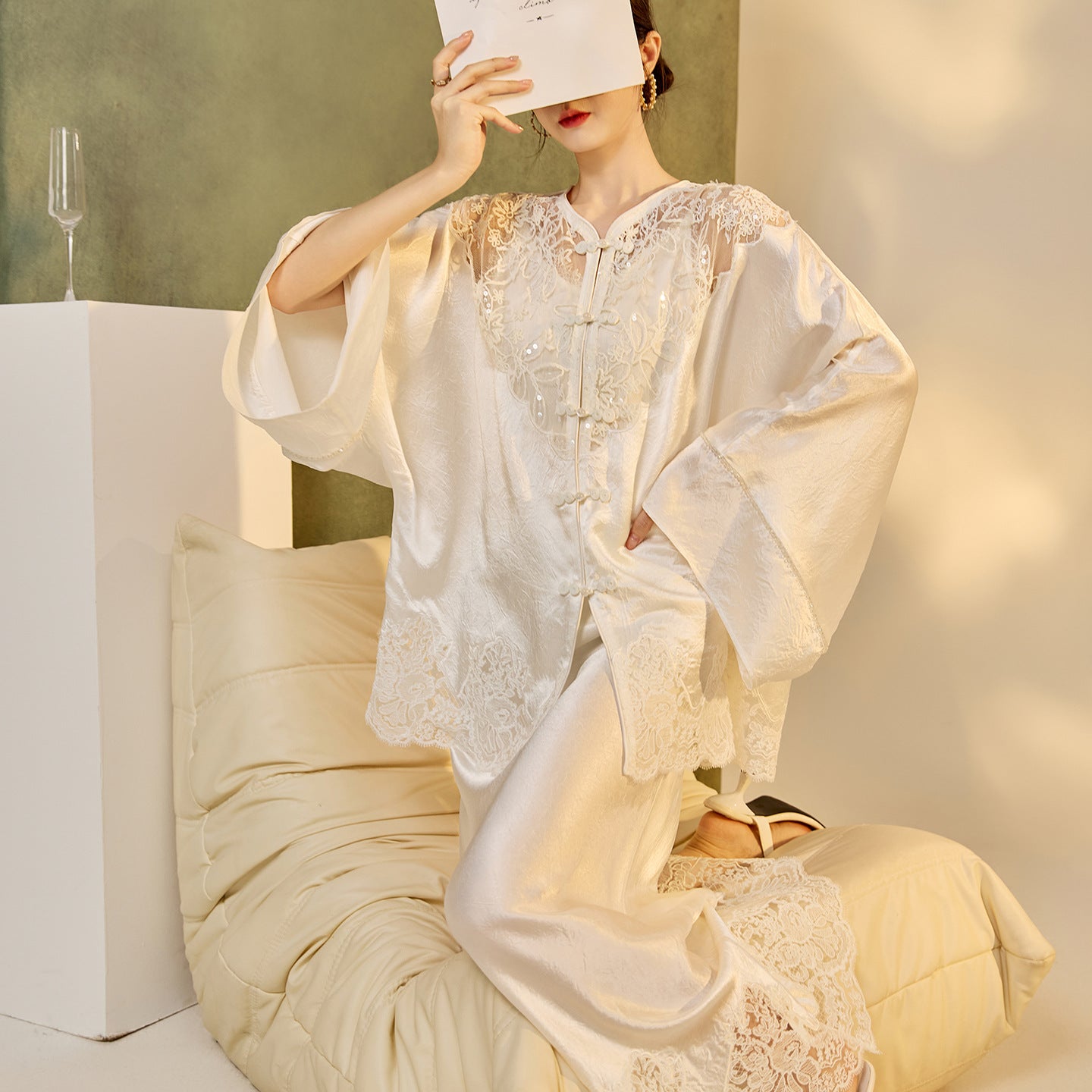 New Chinese Style Embroidered Jacket Skirt Set | Heavy Bead Lace Patchwork