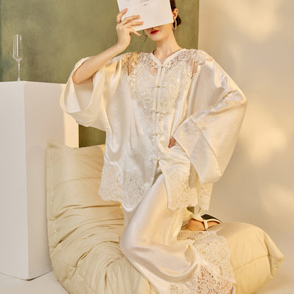 New Chinese Style Embroidered Jacket Skirt Set | Heavy Bead Lace Patchwork