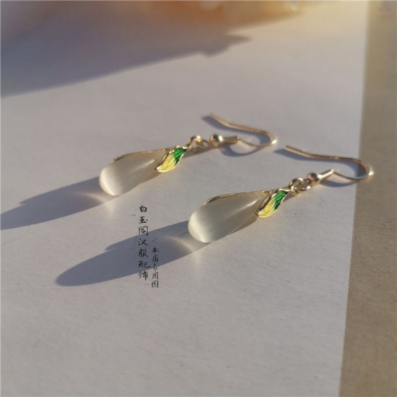 Ancient Style Hanfu Earrings | National Style Ear Hooks Cheongsam Accessory