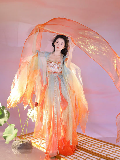 Koi Spirit Hanfu Costume — Qi Chest Skirt & National Style Summer Dress