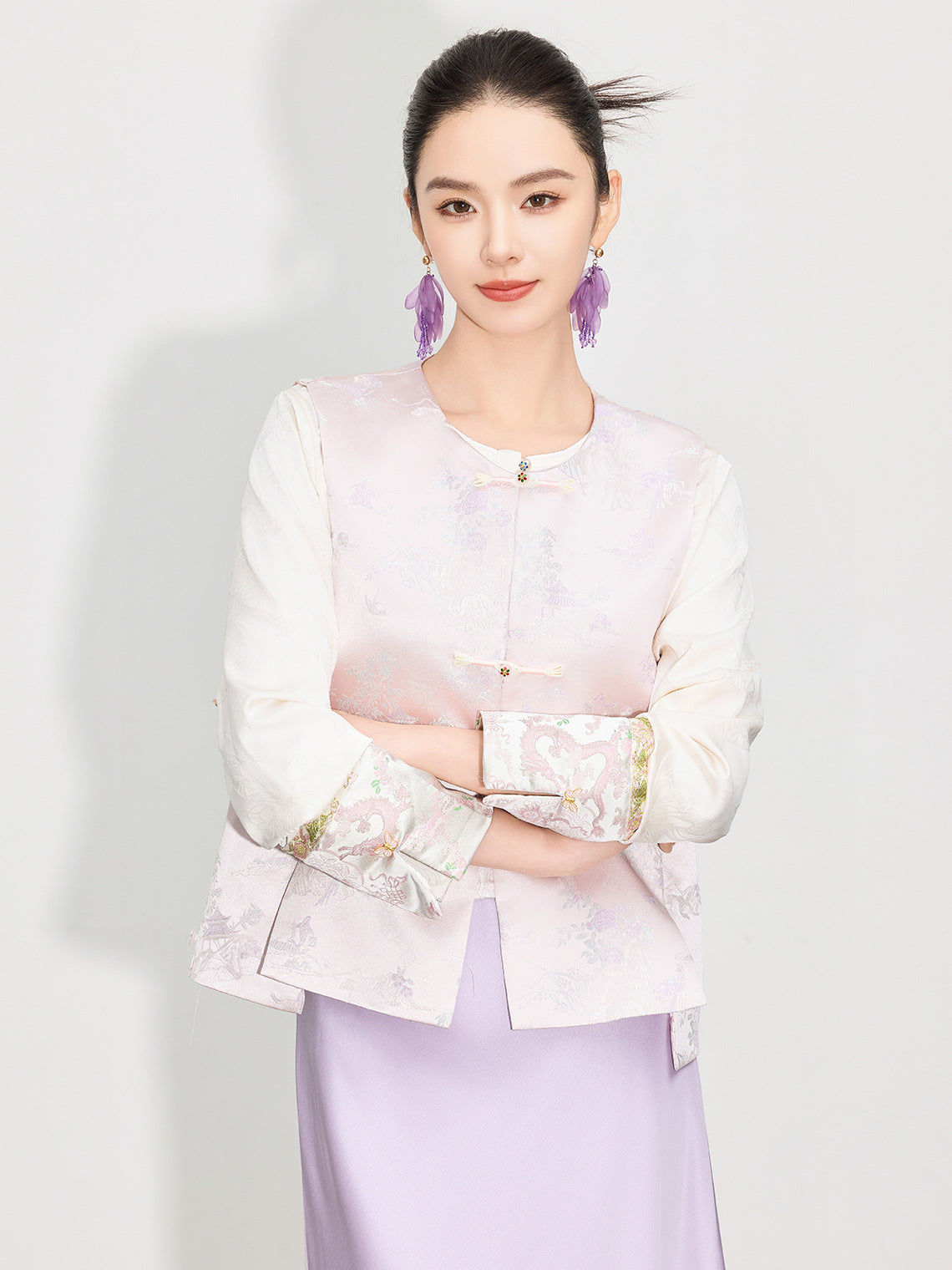 Stylish Button-Up Jacquard Vest for Women