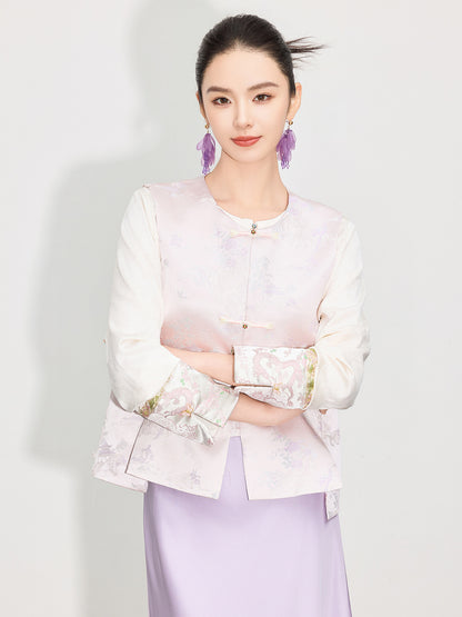 Stylish Button-Up Jacquard Vest for Women