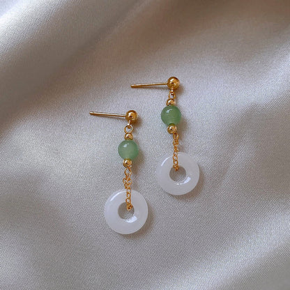 Ancient Style Jade Tassel Earrings — High-End Chinese Style Earrings for Women