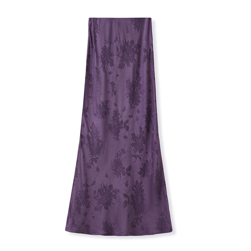 2026New Chinese Style Super Beautiful Purple Printed Rayon Vest and Skirt Early Autumn Set for Women