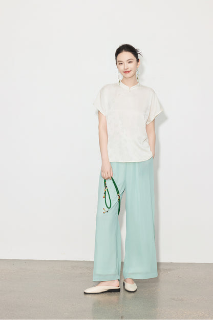 High-Waist Wide-Leg Draped Pants for Women