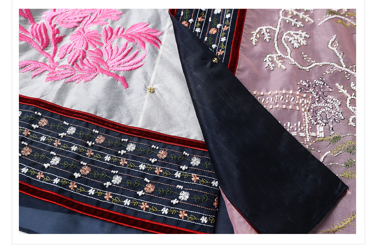 2026 New Chinese Embroidered Colorblock Mulberry Silk Vest Top