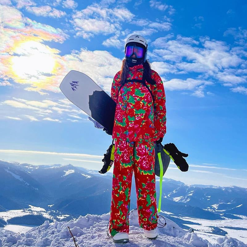 Northeast Floral Ski Suit Waterproof Jacket & Pants for Skiing