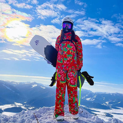 Northeast Floral Ski Suit Waterproof Jacket & Pants for Skiing