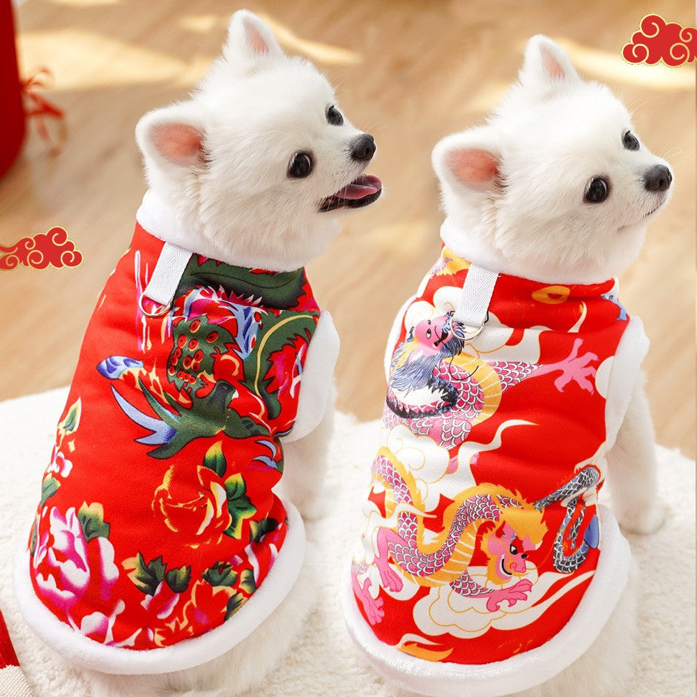 Pet Northeast Large Floral Coat Warm Cotton Jacket for Dogs & Cats
